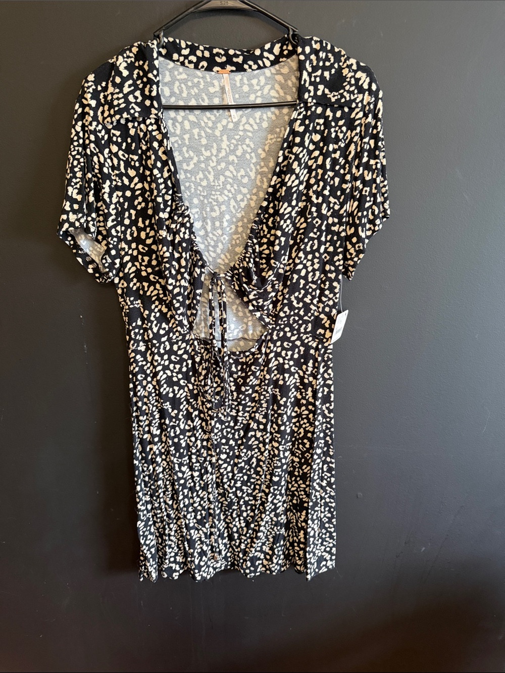 Free People Black and Cream Leopard Print Dress